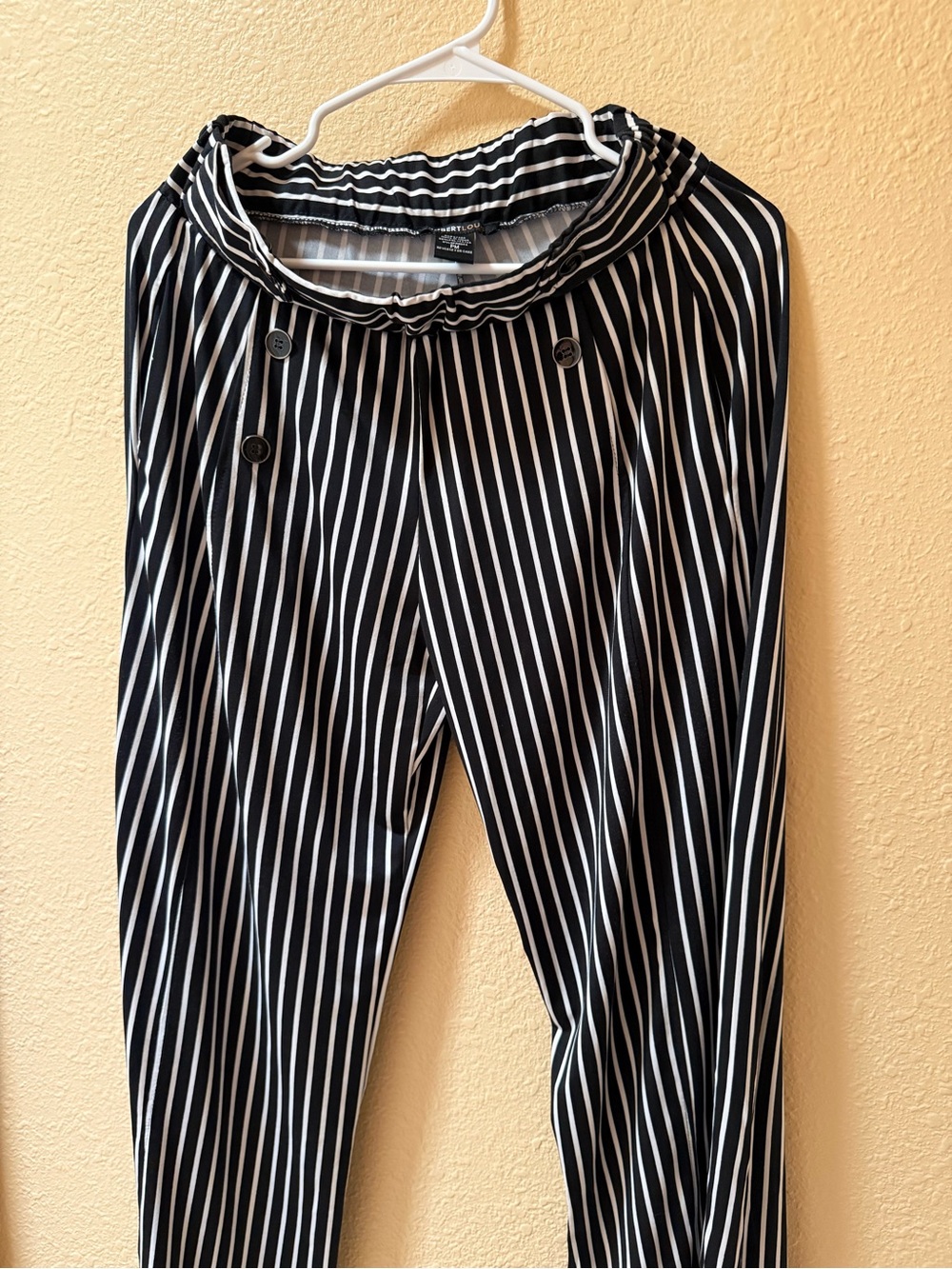 Robert Louis Black & White Vertical Stripe Skinny Pants